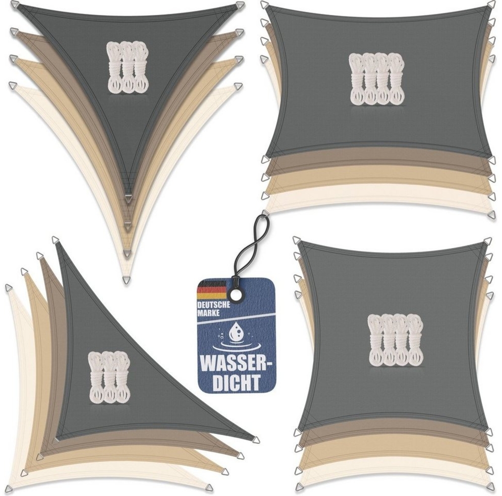 Sonnensegel aus 100% Polyester creme, 2x2 m, Quadrat Bild 1