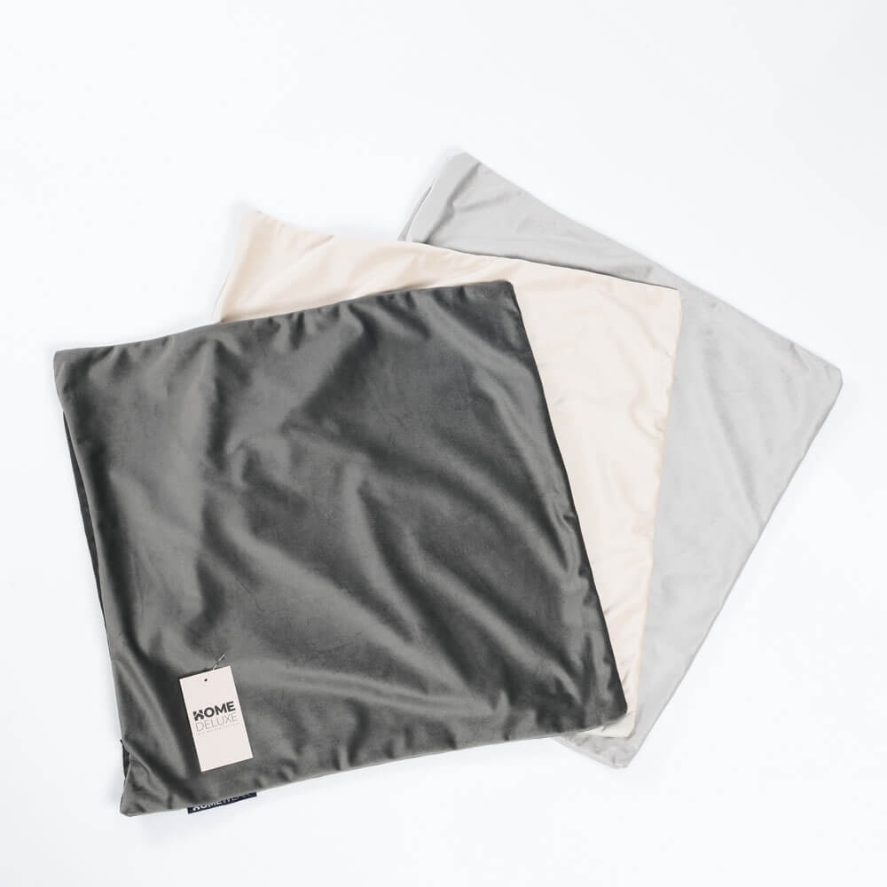 HOME DELUXE Samt Kissenbezug COUSHY mit Kissenfüllung - Anthrazit Bild 1