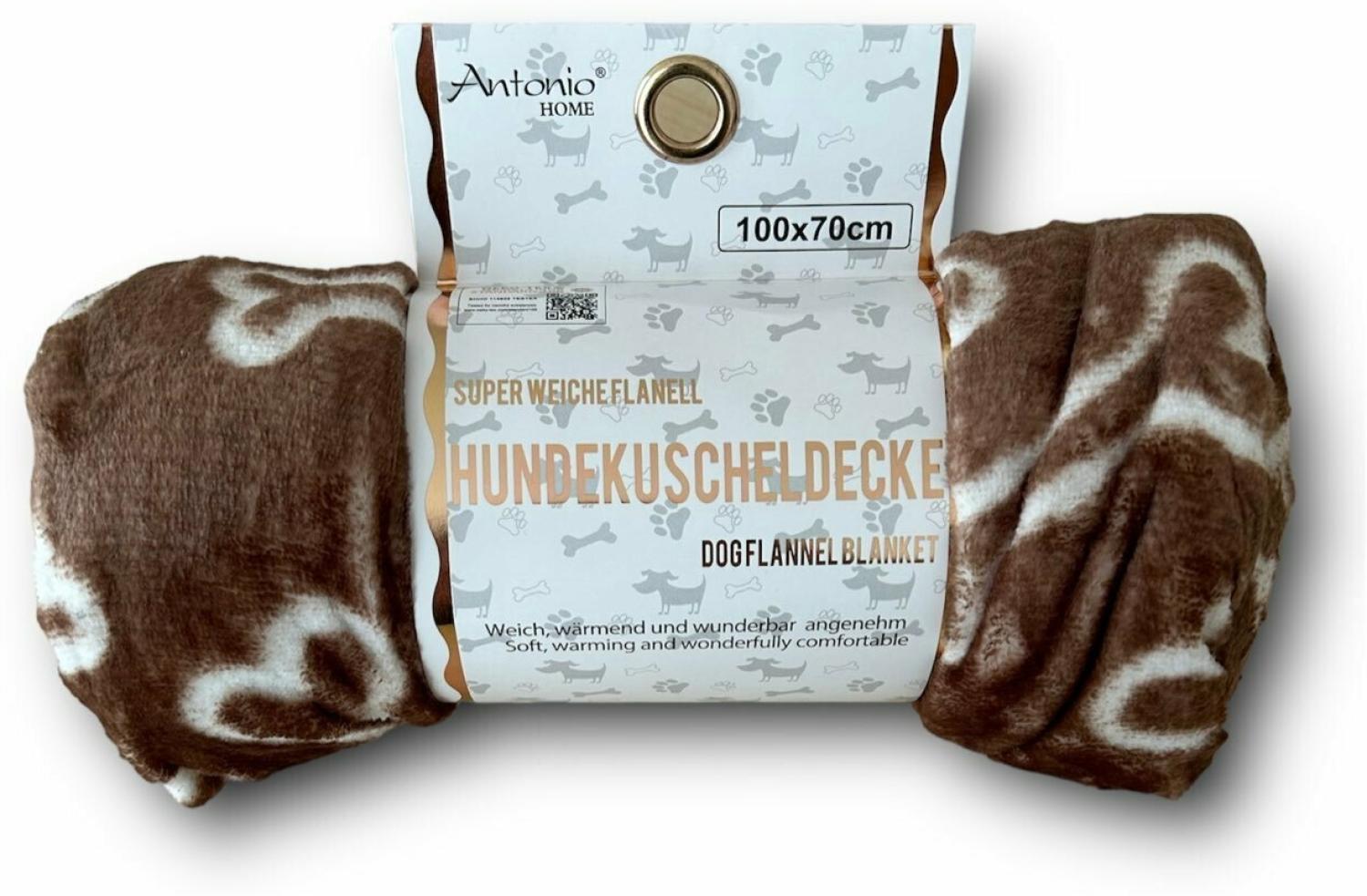 Hundedecke | Hundekuscheldecke | weiche Flanell Liegedecke | 100x70cm [braun] Bild 1