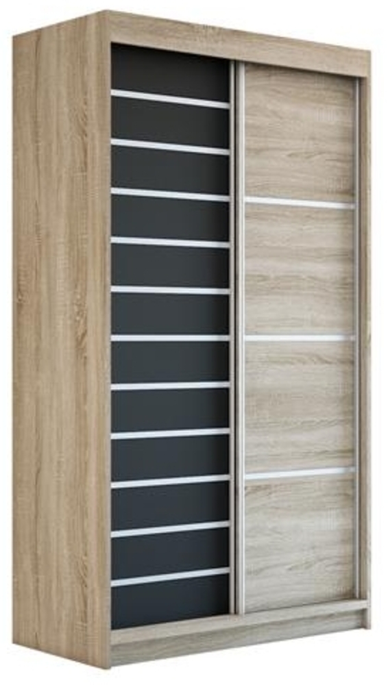 Schwebetürenschrank COLIN 2-türig Schrank 120 cm Farbe: Sonoma , schwarz Bild 1
