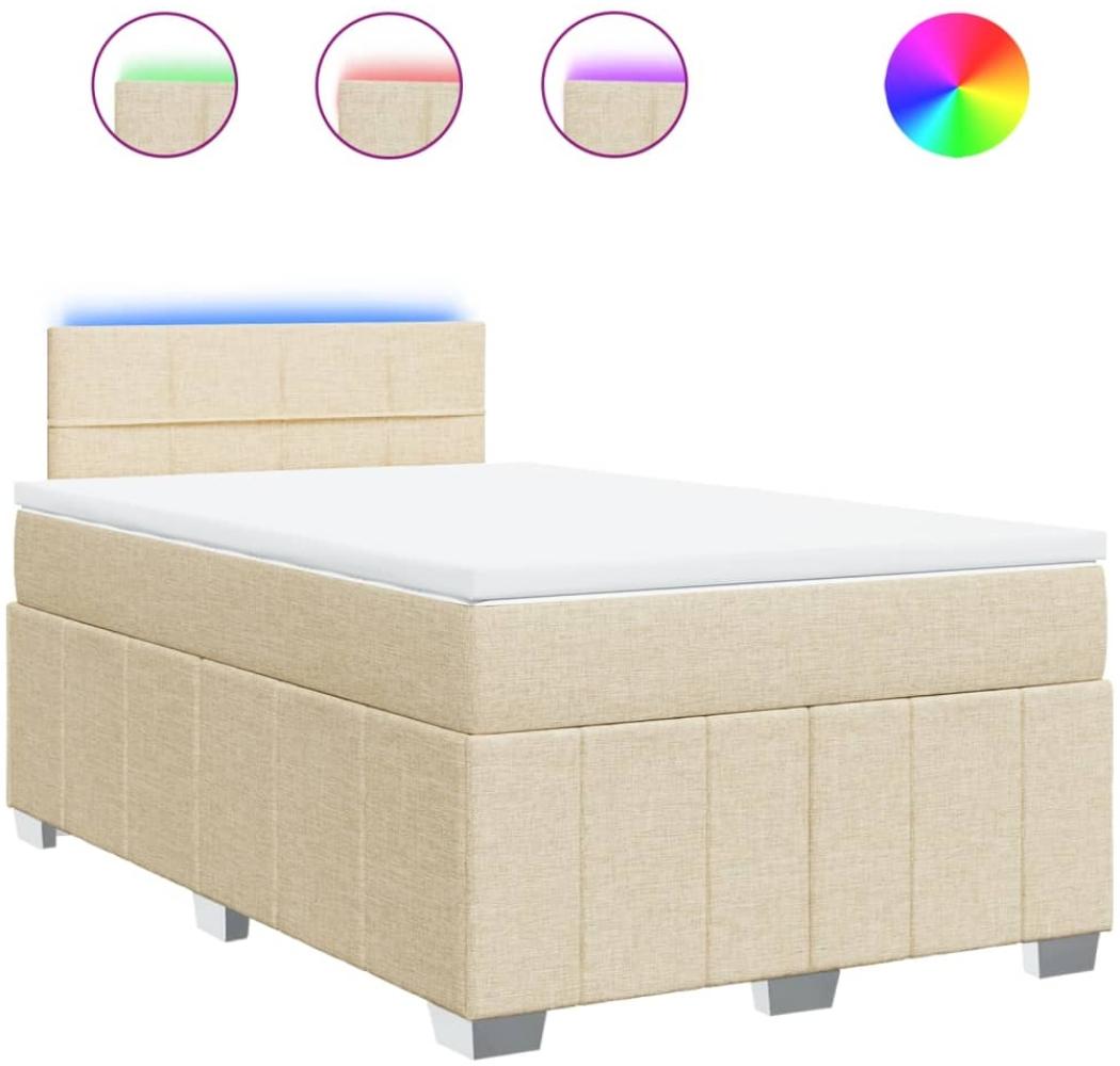 vidaXL Boxspringbett mit Matratze Creme 120x200 cm Stoff 3289340 Bild 1