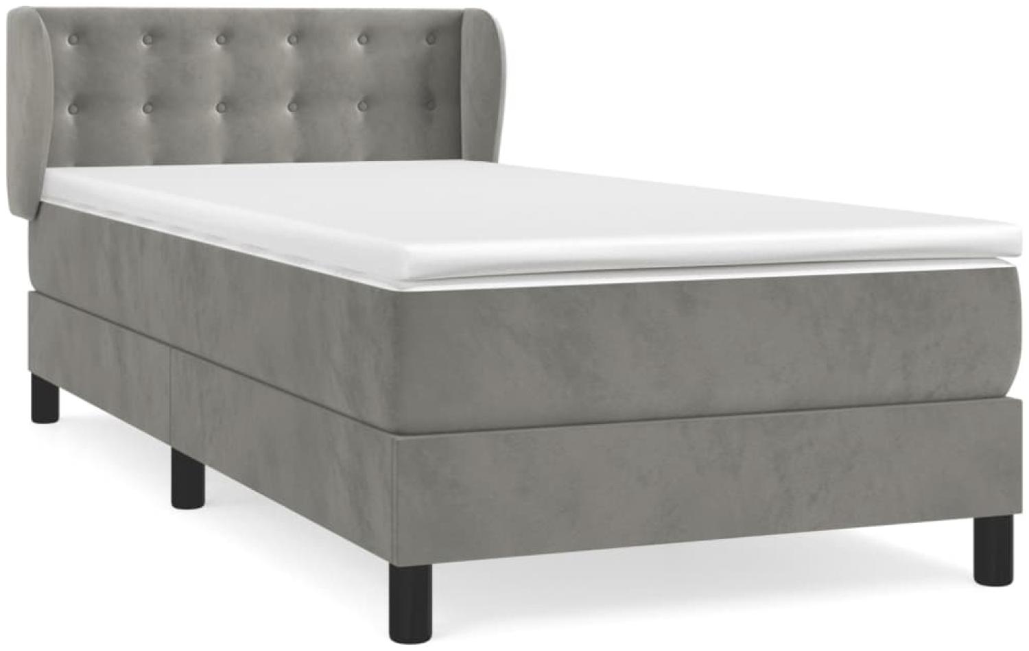 vidaXL Boxspringbett mit Matratze Hellgrau 90x200 cm Samt, Härtegrad: H2 [3127709] Bild 1