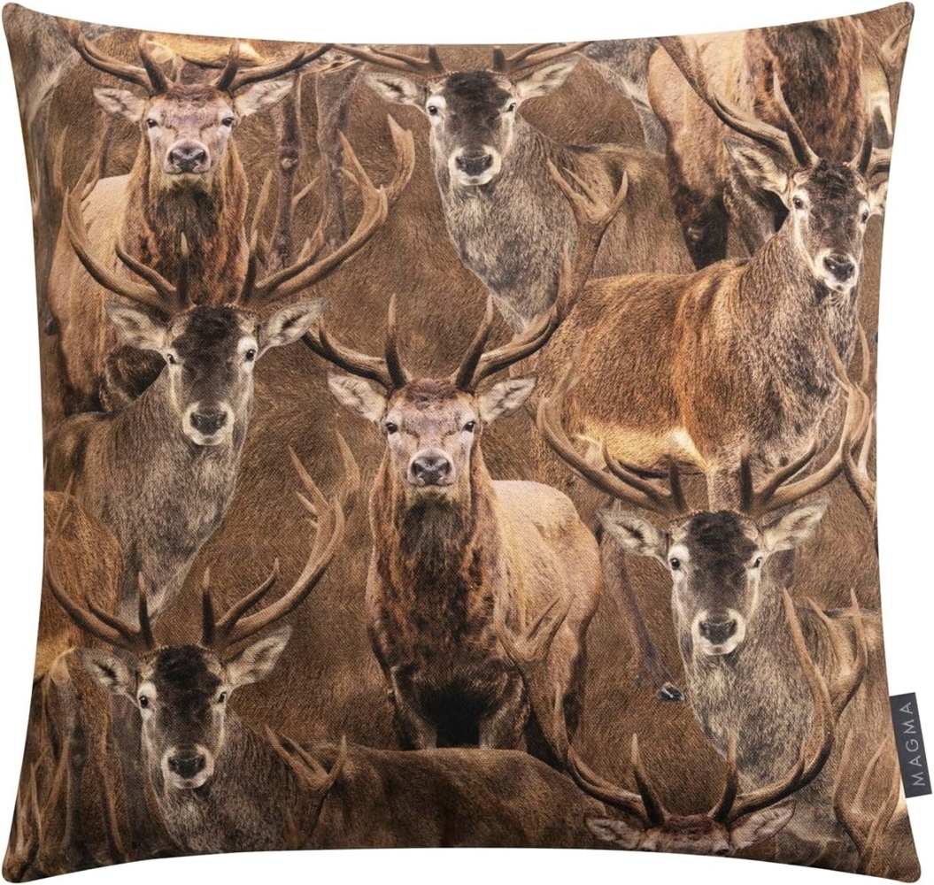 MAGMA Kissenhülle Buck Hirsche Fellimitat Rückseite einfarbig - ca. 45 x 45 cm Bild 1