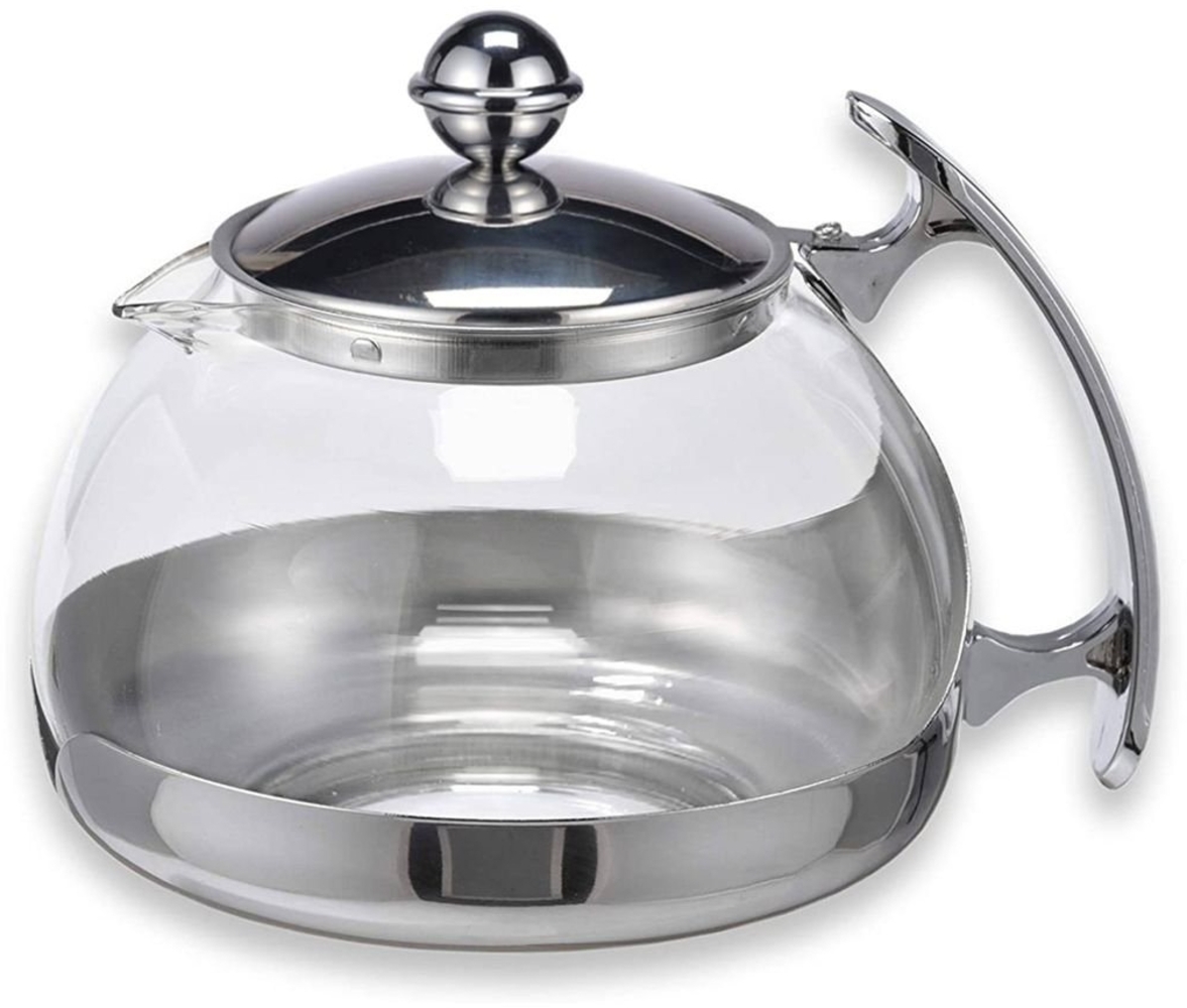 Edelstahl Teekanne Glas Teekocher ca. 1,2L Bild 1