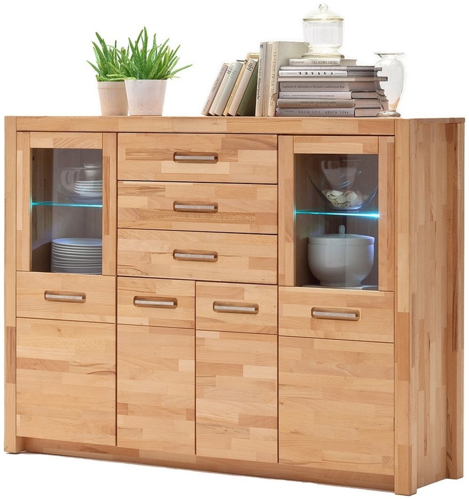 Lomadox Highboard FOSSANO-06, inkl. LED-Beleuchtung, Kernbuche massiv geölt, keilverzinkt, Echtholz Bild 1
