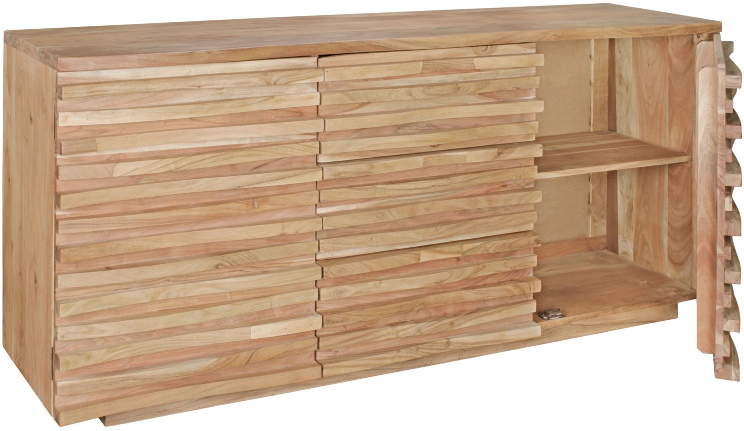 Wohnling Sideboard KADA, 160 x 75 x 43 cm, Massiv-Holz Akazie Natur, Baumkante Anrichte Bild 1