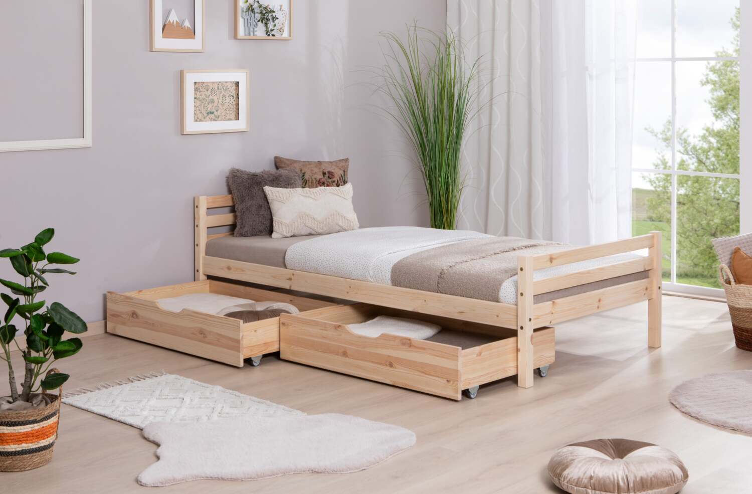 Einzelbett "Nadine" 90x200 Kiefer massiv Bild 1