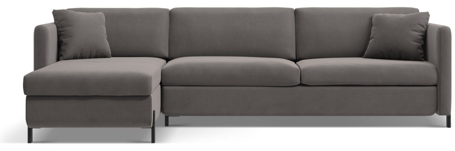 Micadoni Ecksofa Gloria 5-Sitzer Samt Grau Links 205x160 Bild 1