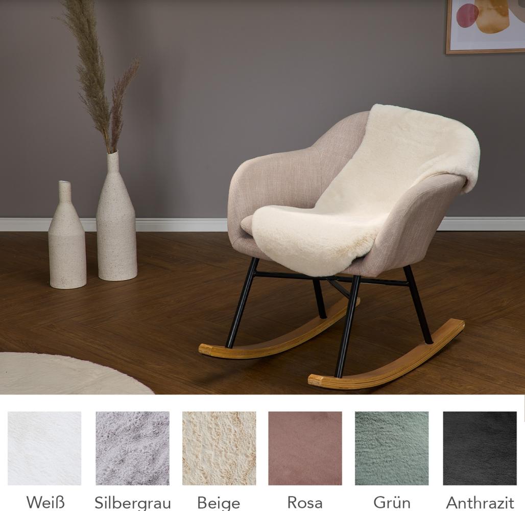 HOMESTORY Tierfellform aus Kunstfell, 55x80 cm in beige, flauschig, super-Soft und vegan, weiche Stuhlauflage Teppich Sitzfell Sitzkissen Polyester, viele Farben Formen Bild 1