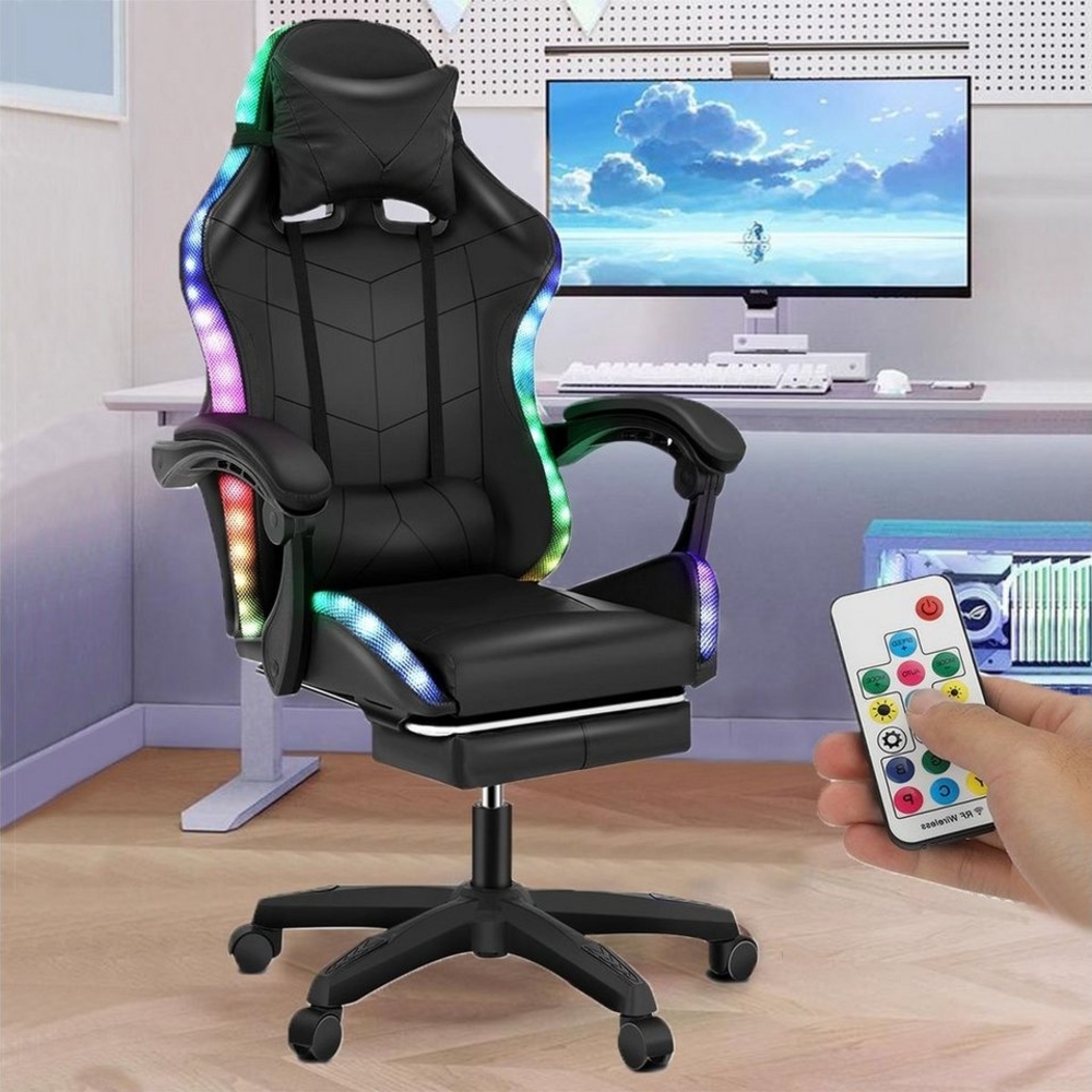 LETGOSPT Gaming Chair Ergonomischer Gaming-Stuhl, Verstellbare Bürostuhl Massage Gamer Stuhl, Gaming Chair mit Kopfkissen Lendenkissen,Gamer-Stuhl für Erwachsene Bild 1