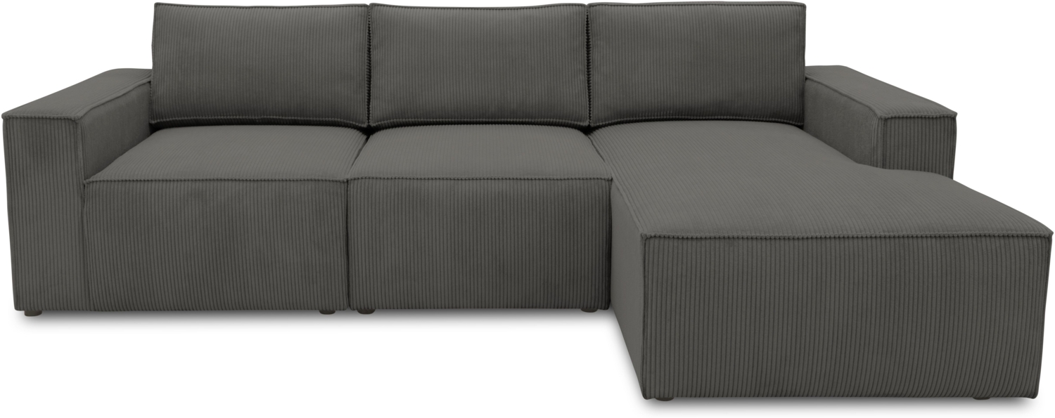 DOMO. collection Ecksofa 800 021, Couch in L-Form mit Cordstoff, Modulsofa mit Taschenfederkern, Sofa, Polsterecke, Eckcouch 273 x 172 x 85 cm (BxTxH), dunkelgrau Bild 1