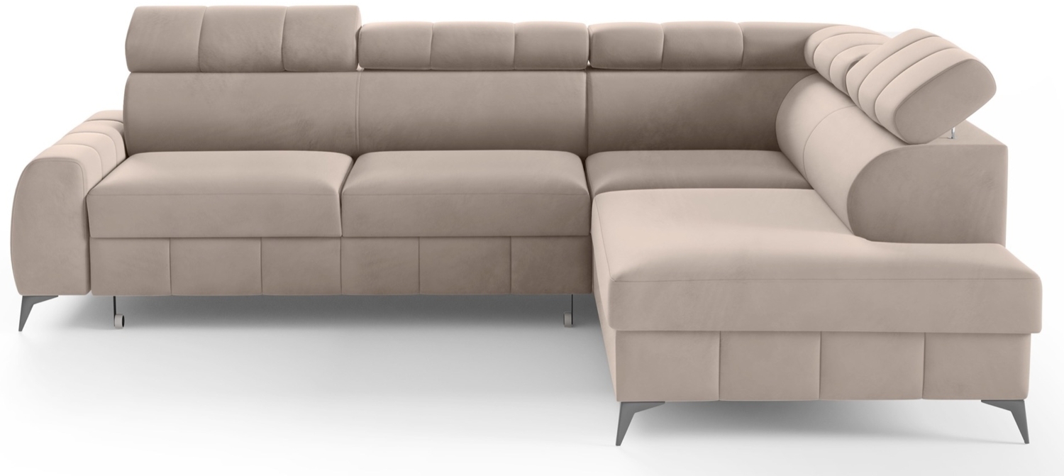 Selsey 'London' Ecksofa mit Schlaffunktion, Veloursbezug in Greige, rechtsseitig, 83 x 274 x 203 cm Bild 1