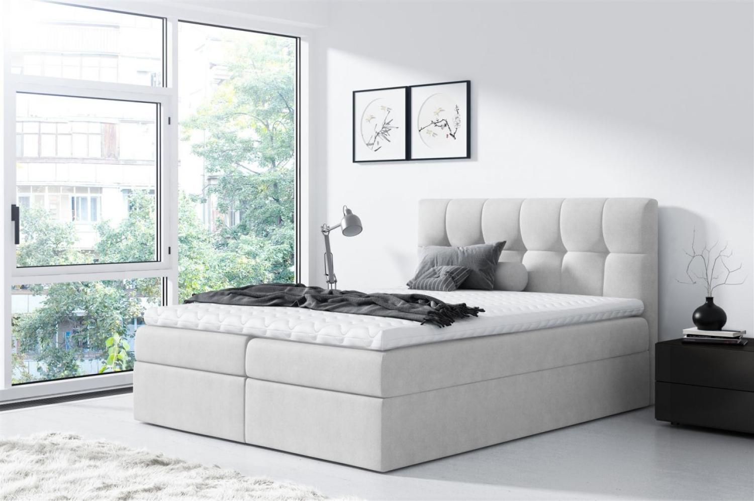 Boxspringbett Schlafzimmerbett CARMEN 160x220cm Hellgrau Bild 1