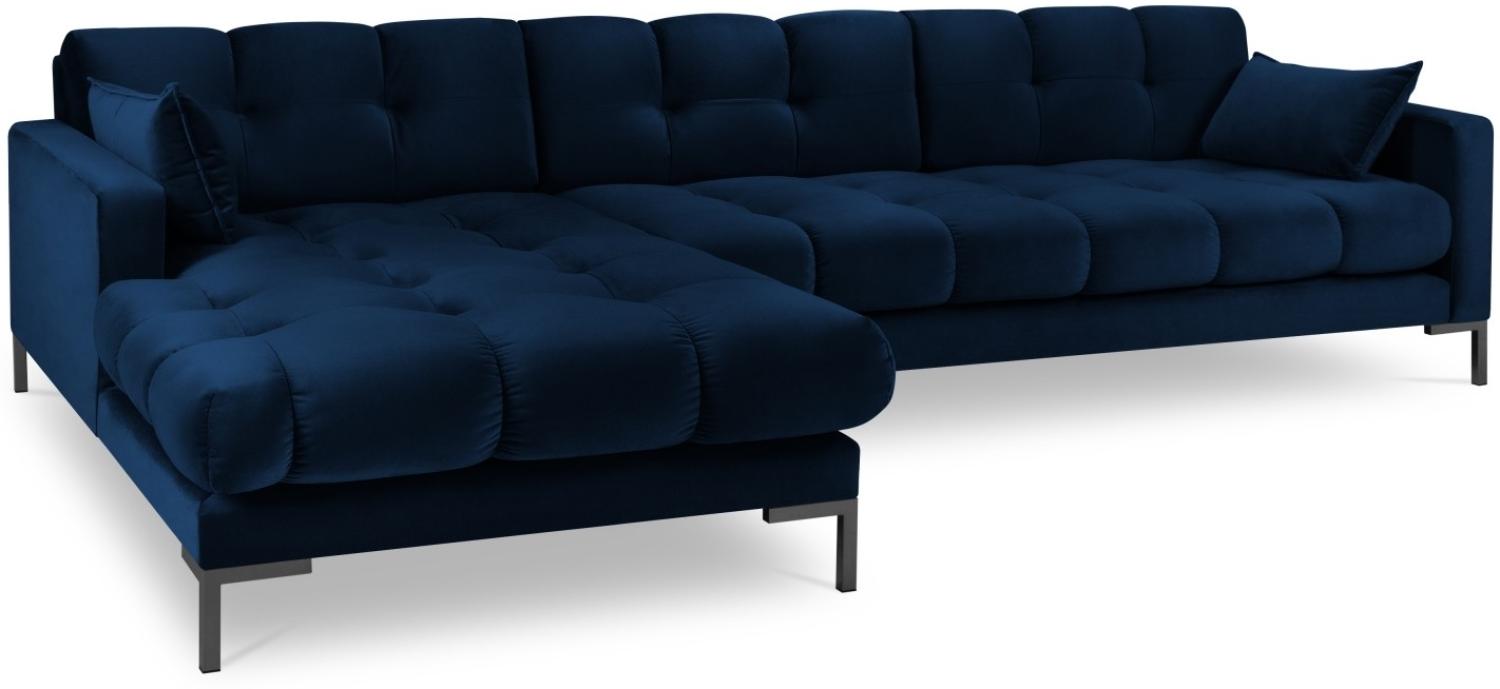 Micadoni 5-Sitzer Samtstoff Ecke links Sofa Mamaia | Bezug Royal Blue | Beinfarbe Black Metal Bild 1