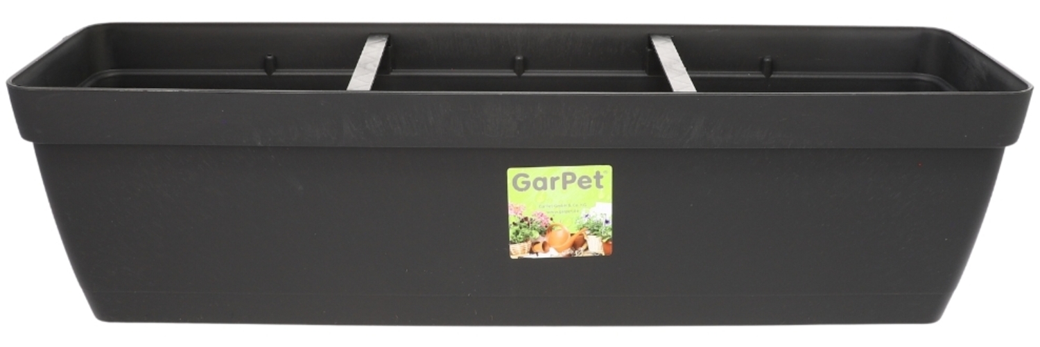 Blumenkasten Balkongeländer Balkon Blumenkasten Balkonkasten mit Halterung Balkonkasten Geländerkästen Balkonkasten mit Wasserspeicher 60 cm anthrazit Bild 1