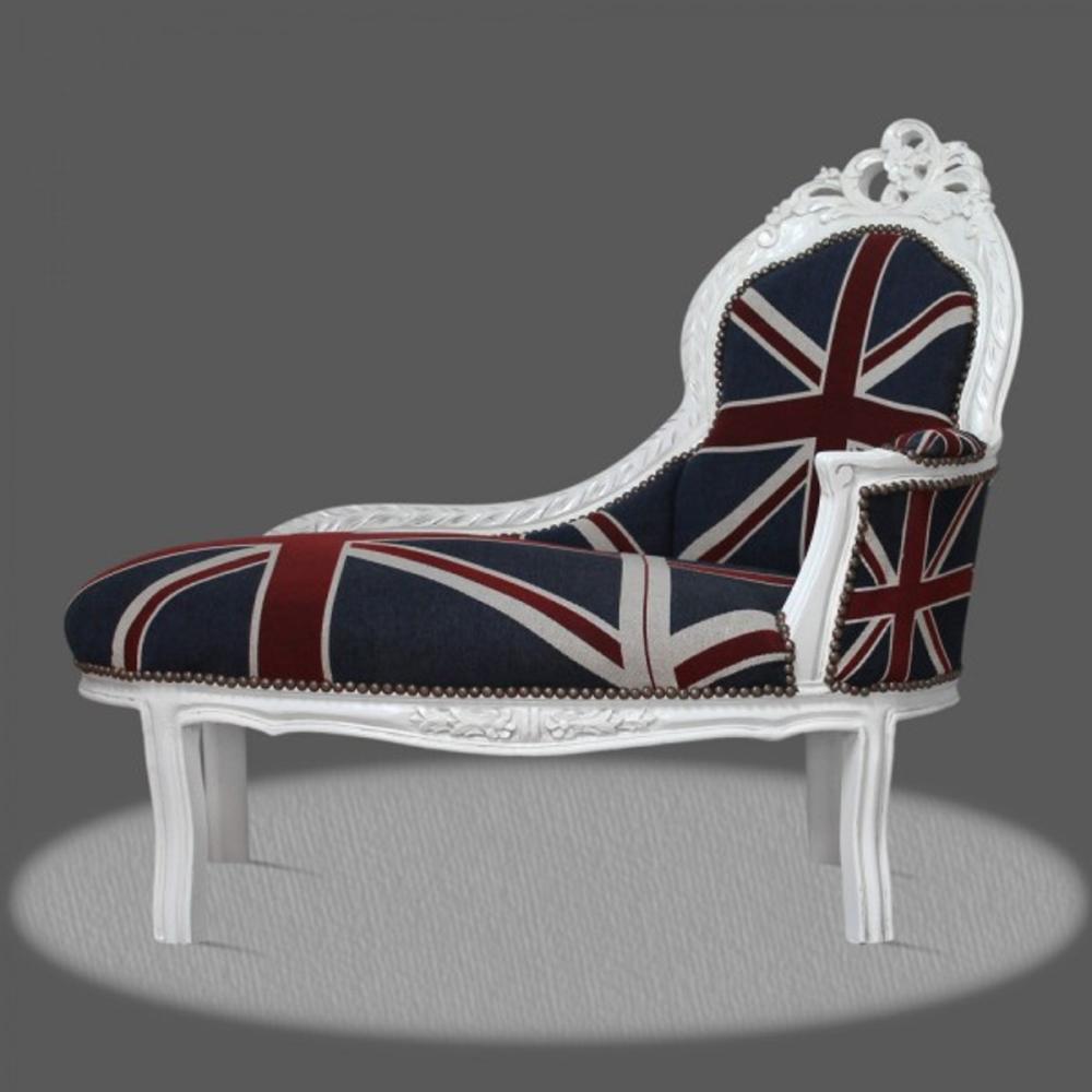 Casa Padrino Barock Kinder Chaiselongue Union Jack / Weiß - Recamiere Barock Möbel Bild 1