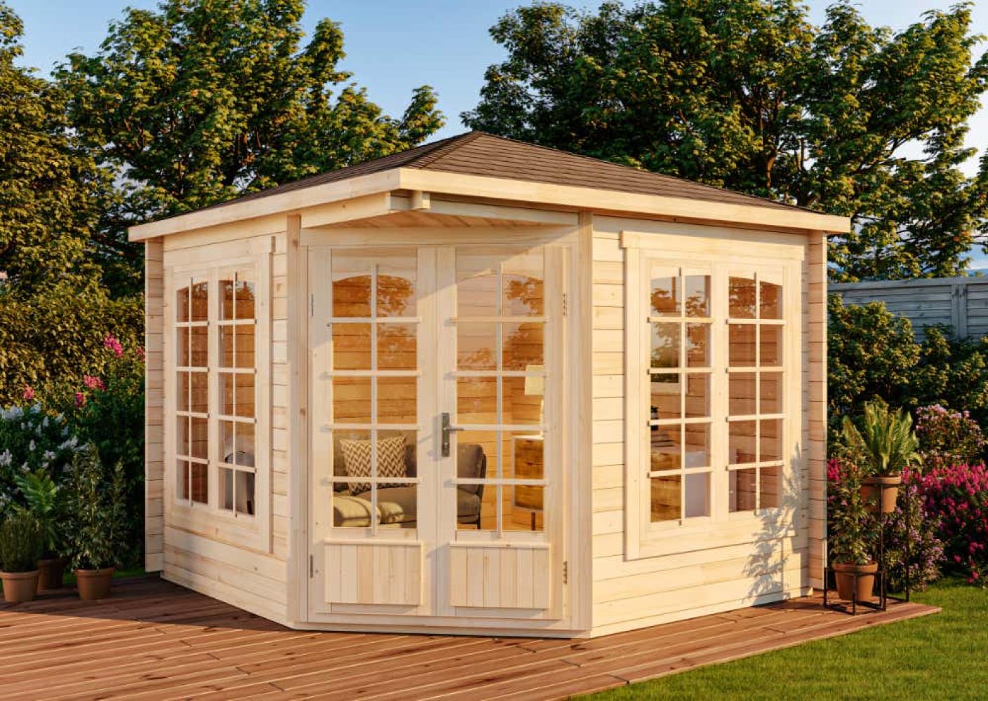 Alpholz 5-Eck Gartenhaus Modell Josephine-40 A Gartenhaus aus Holz Holzhaus mit 40 mm Wandstärke Blockbohlenhaus mit Montagematerial Bild 1