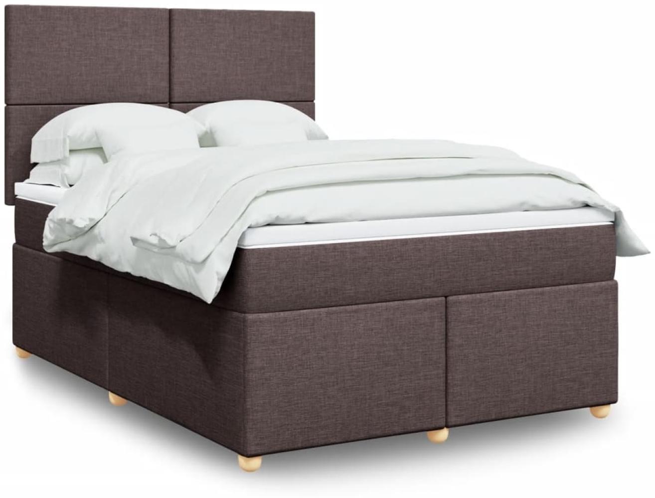 vidaXL Boxspringbett mit Matratze Dunkelbraun 160x200 cm Stoff 3293627 Bild 1