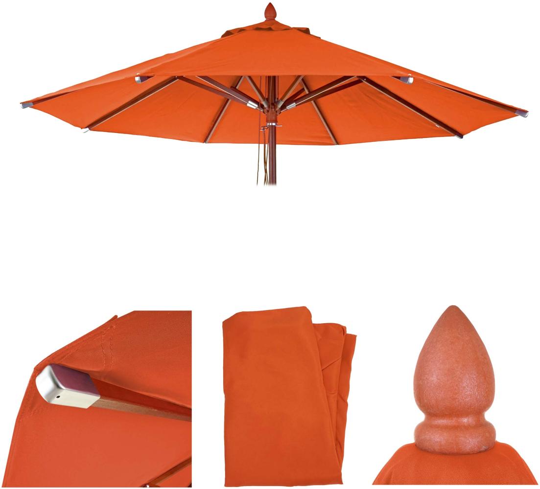 Ersatz-Bezug für Gastronomie Holz-Sonnenschirm HWC-C57, Sonnenschirmbezug, rund Ø4m Polyester 3kg ~ terracotta Bild 1