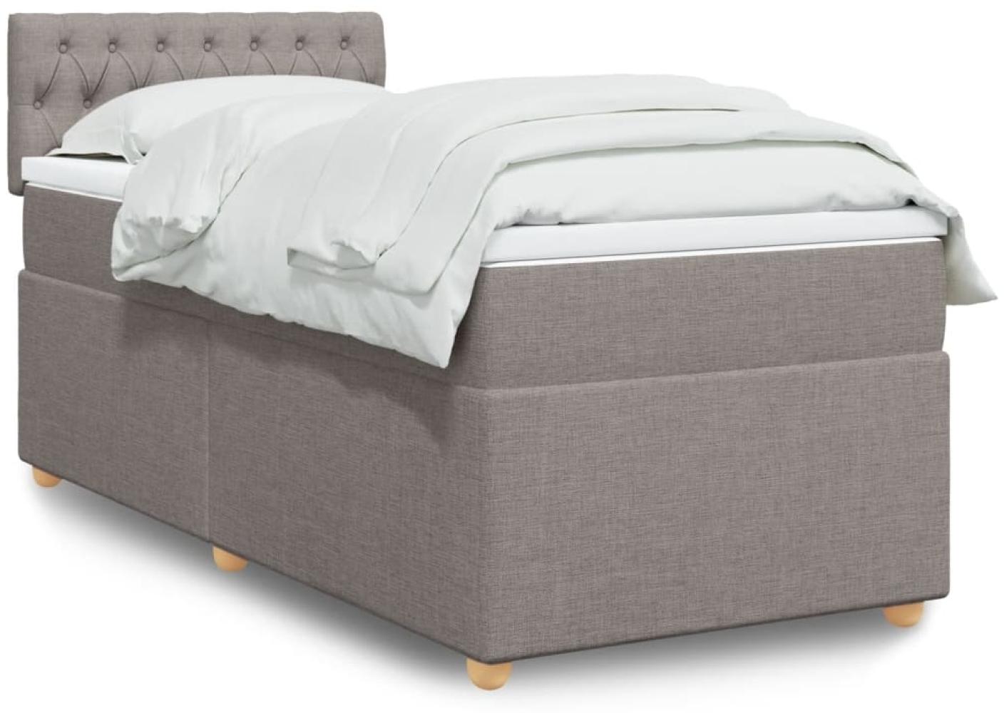 vidaXL Boxspringbett mit Matratze Taupe 90x200 cm Stoff 3288874 Bild 1