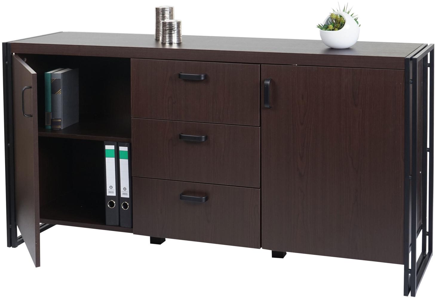 Sideboard HWC-A27, Kommode Schrank, 3D-Struktur 2 Staufächer 80x160x40cm MVG-zertifiziert MDF Metall ~ dunkelbraun Bild 1