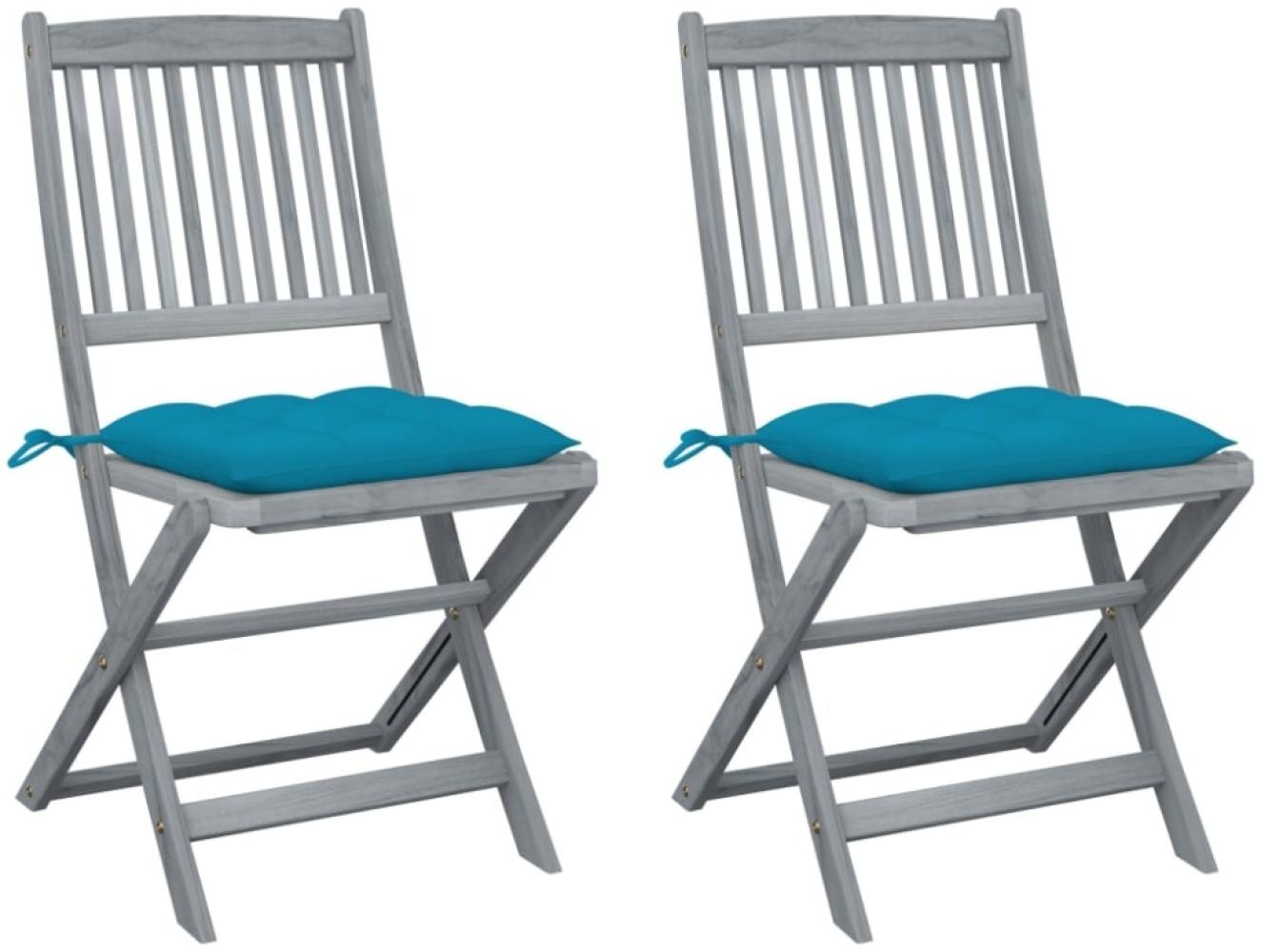 vidaXL Klappbare Gartenstühle 2 Stk. mit Kissen Massivholz Akazie 3064555 Bild 1