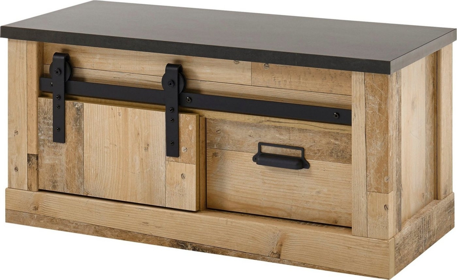 Home affaire Sitzbank SHERWOOD, modernes Holz Dekor, mit Scheunentorbeschlag aus Metall, Breite 93 cm Bild 1