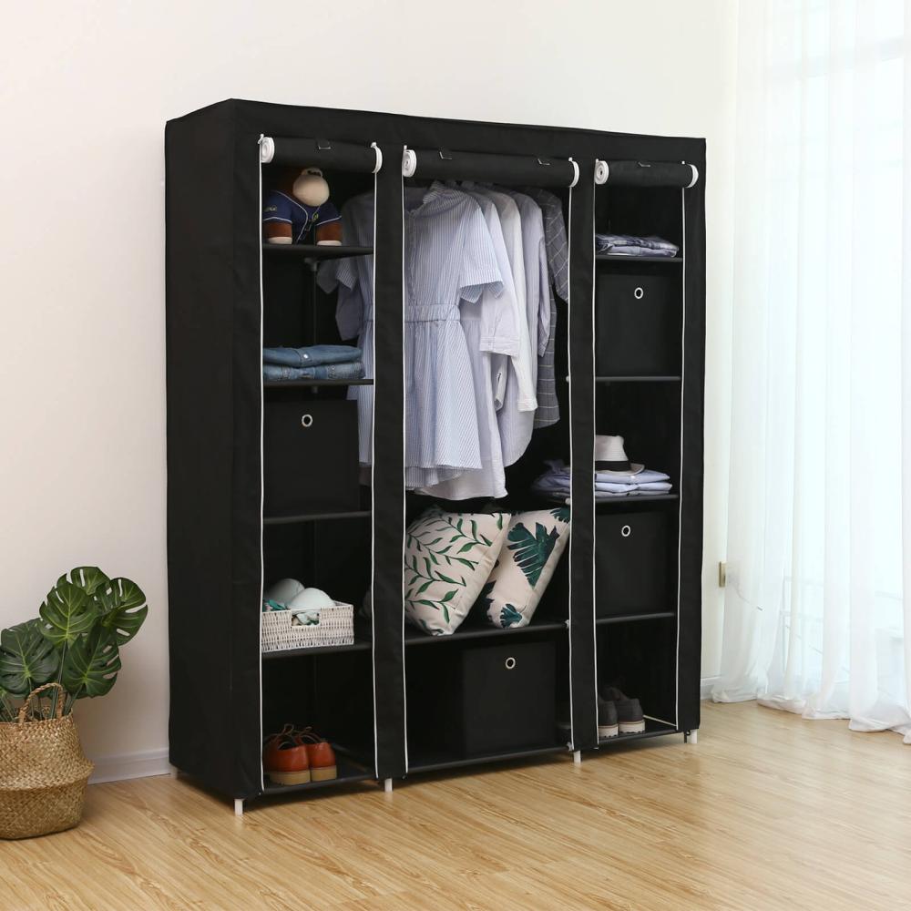 Hansiro Stoffschrank Faltschrank 175x150 cm Schwarz Bild 1