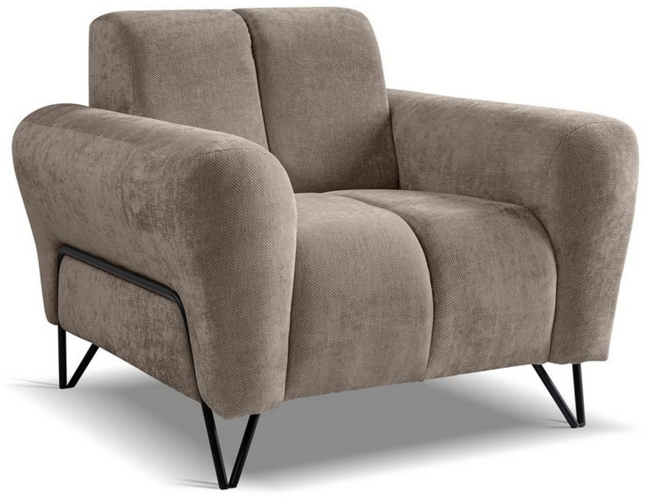 Beautysofa Sessel mit Metallbeine in schwarzer VOLARE, viele Farbvarianten, auch im Set mit Sofas erhältlich Bild 1