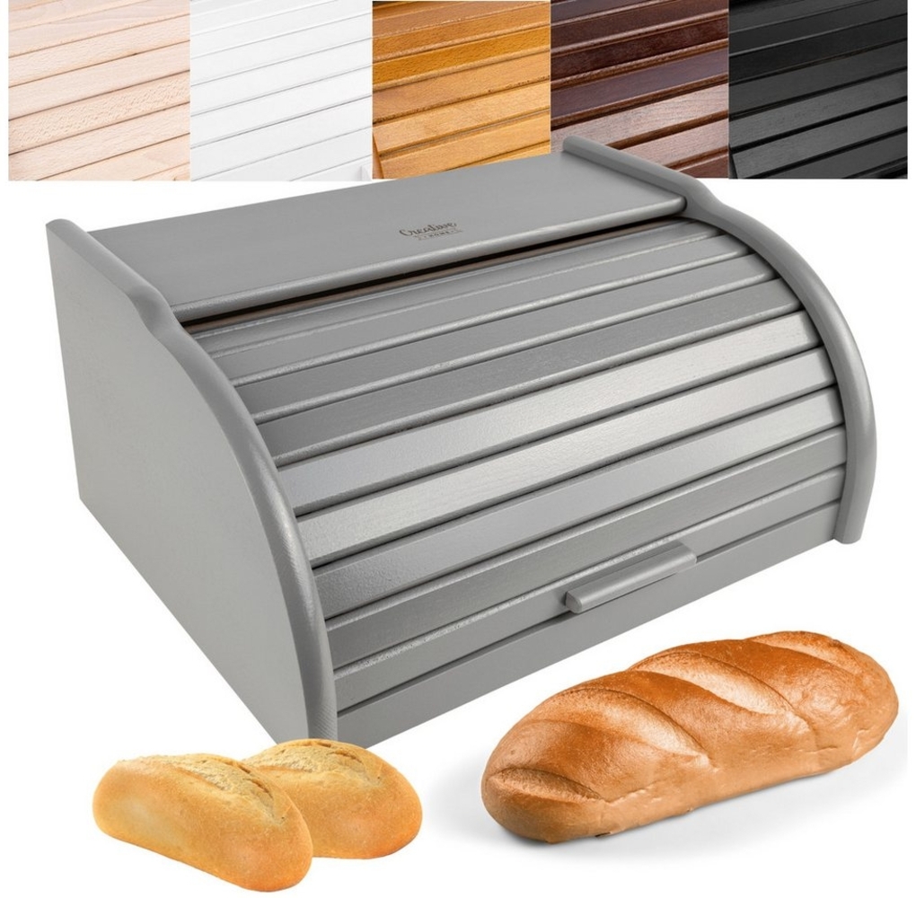 Creative Home Brotkasten Holz 38 x 28,5 x 17,5 cm Brotkiste mit Rolldeckel Brotbox Bild 1