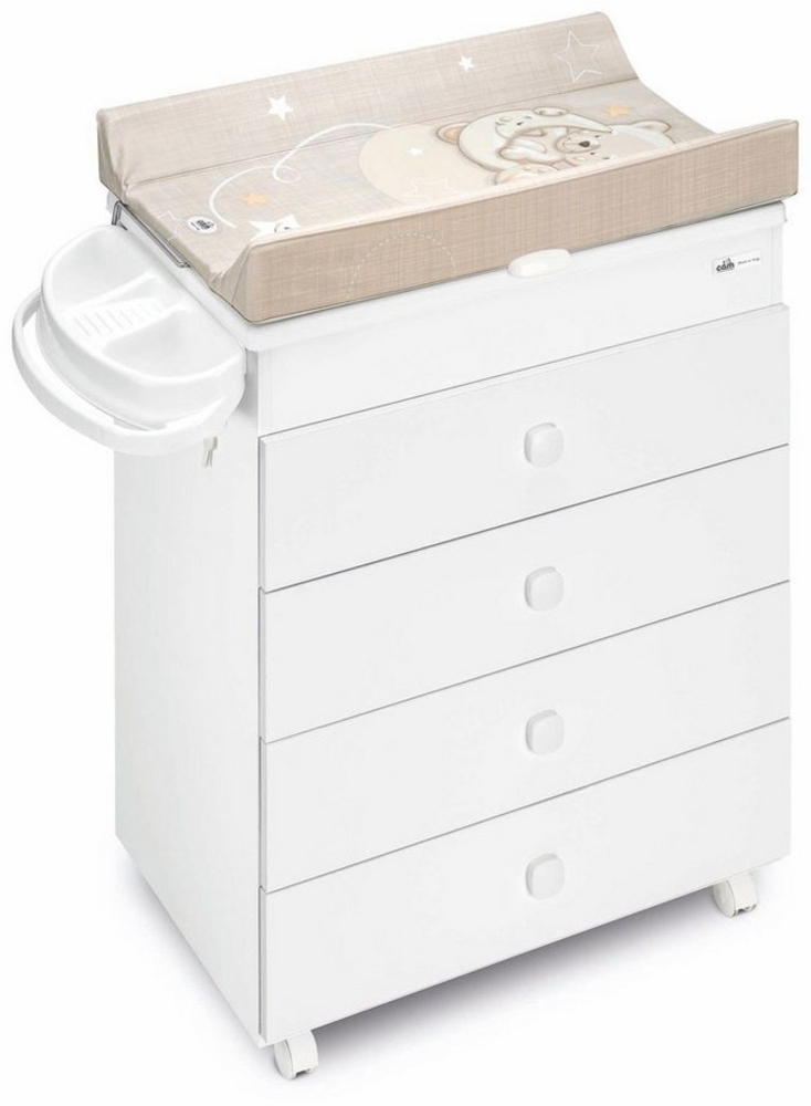 CAM Baby Mehrzweck-Wickelkommode Asia | für 0-12 Monate | Weiß Beige | inklusive Badewanne und Wickelunterlage Bild 1