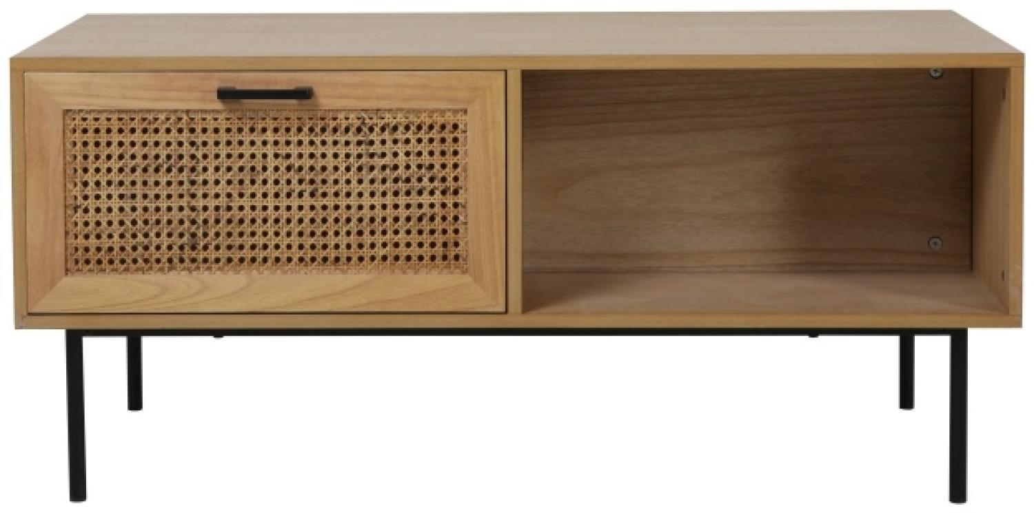 Couchtisch Möbilia, Rattan, Braun, ca. 110x50x59cm Bild 1