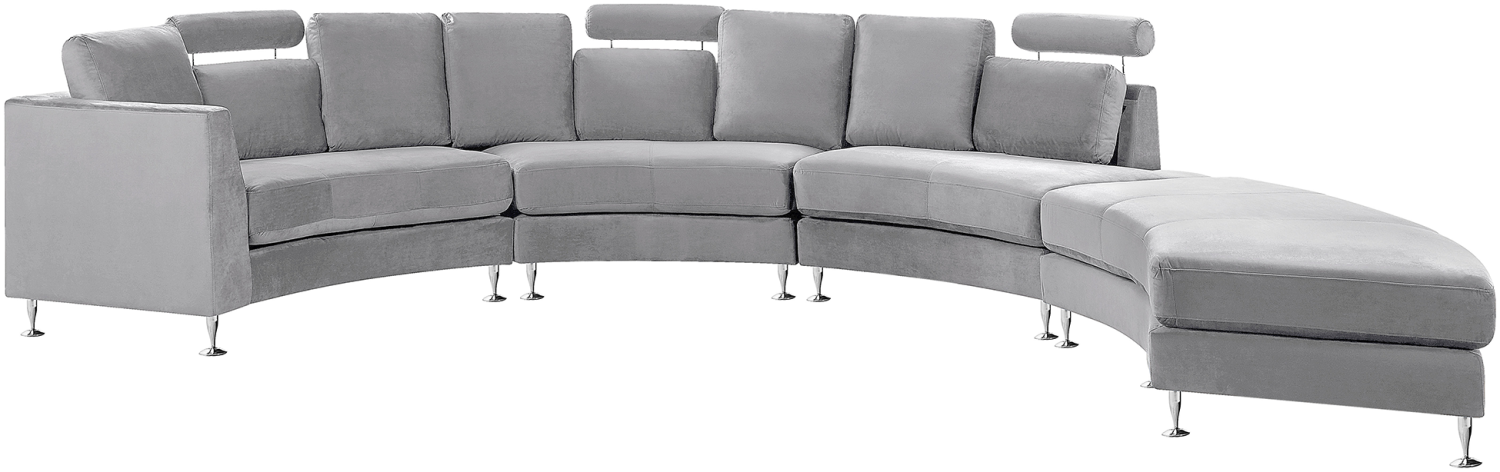 Sofa Samtstoff hellgrau rund ROTUNDE Bild 1