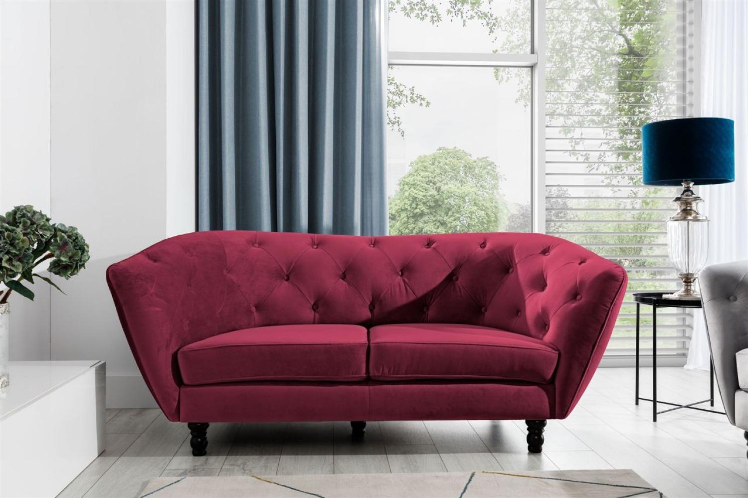 Sofa Designersofa CHARLOTTE 2-Sitzer in Stoff Matt Velvet Bordeaux Bild 1