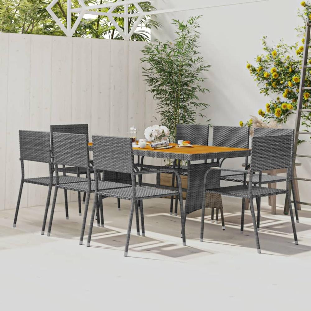 vidaXL 9-tlg. Garten-Essgruppe Poly Rattan Grau 3120113 Bild 1