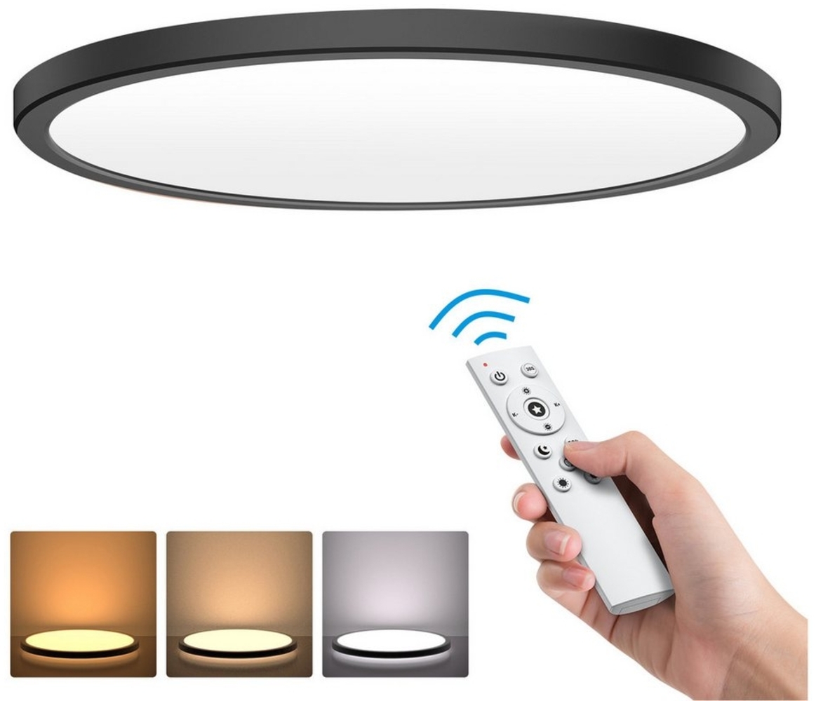 ANTEN LED Deckenleuchte 24W WIFI RGB Dimmbar LED Deckenlampe Deckenleuchte mit Fernbedienung, für Wohnzimmer Schlafzimmer Küchenlampe, IP40, Weiß Bild 1