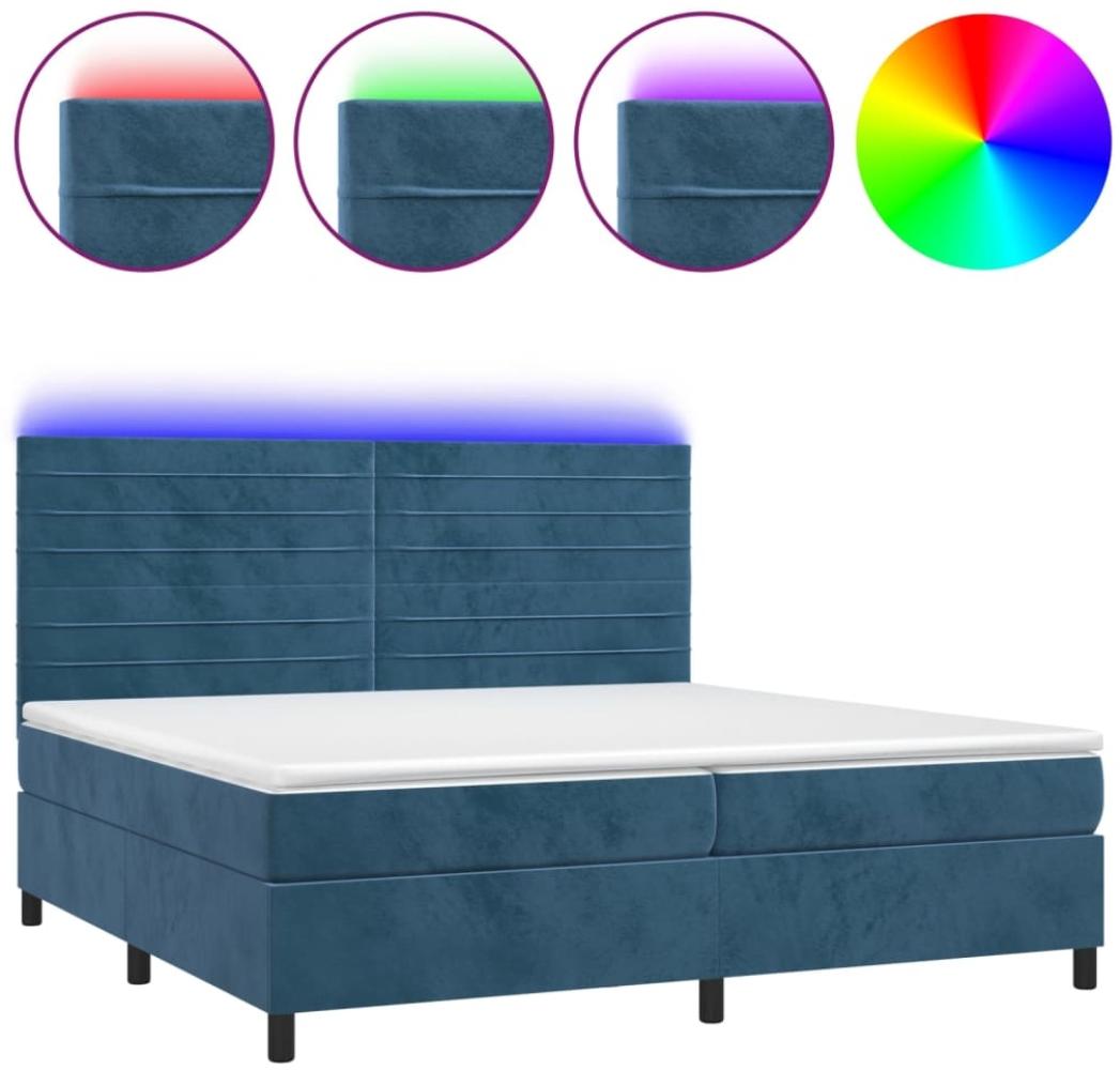Boxspringbett mit Matratze & LED Samt Dunkelblau 200x200 cm, Härtegrad: H2 [3136207] Bild 1