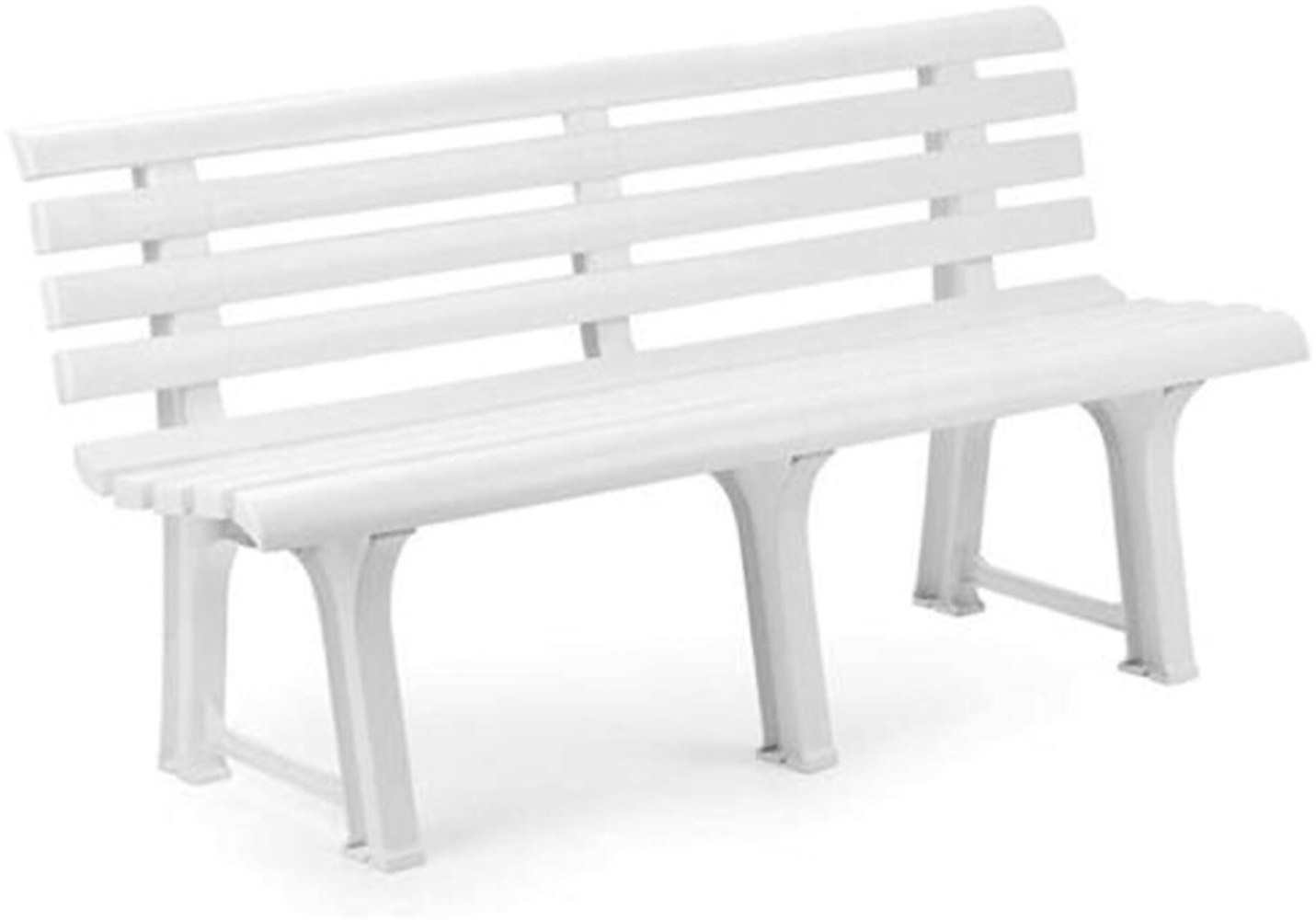 Dmora Außenbank Artur, Monoblock-Gartenbank, Außenbank, 100 % Made in Italy, 145 x 49 x 74 cm, Weiß Bild 1