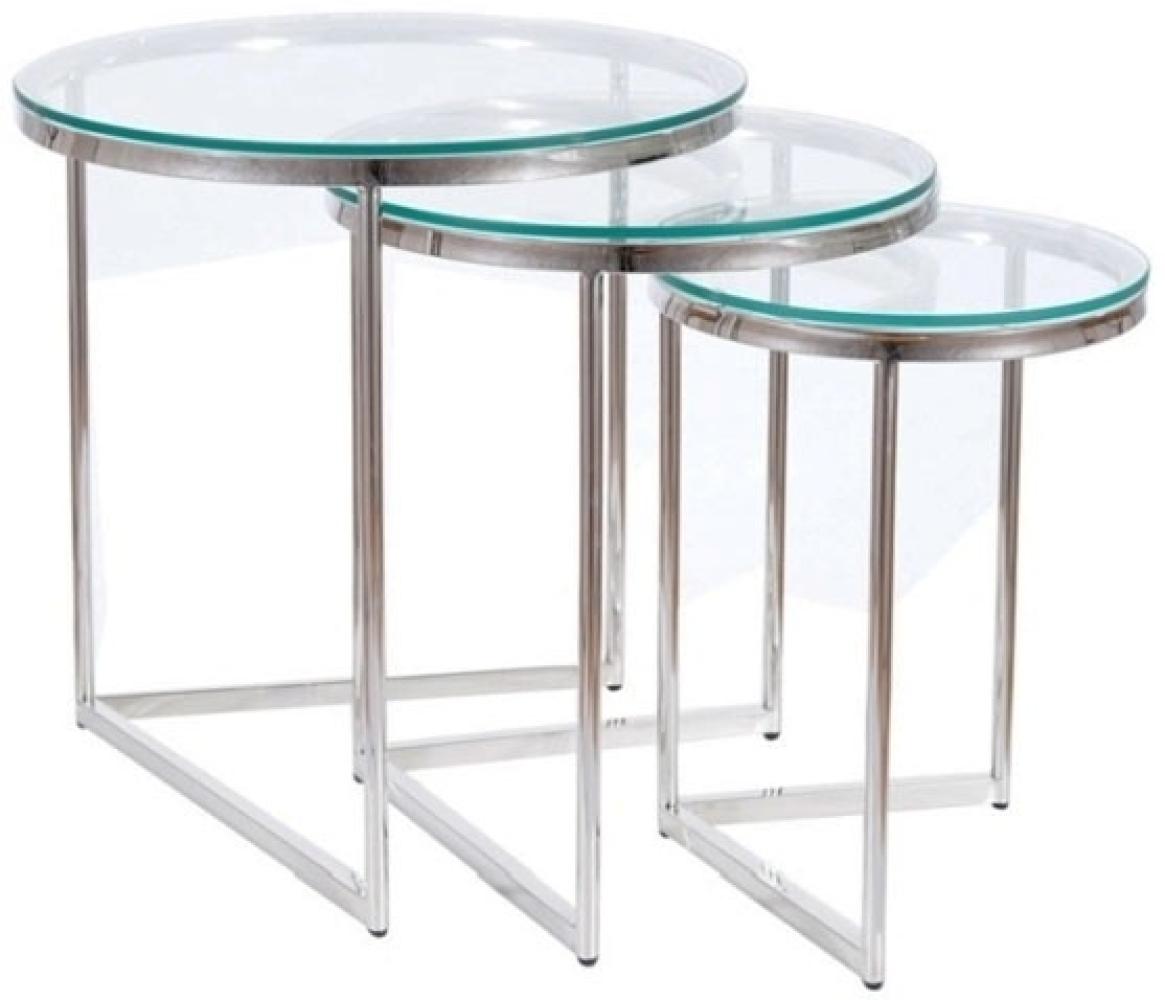 3er-Set Couchtisch Glastisch Trinity Chrom Glas Bild 1