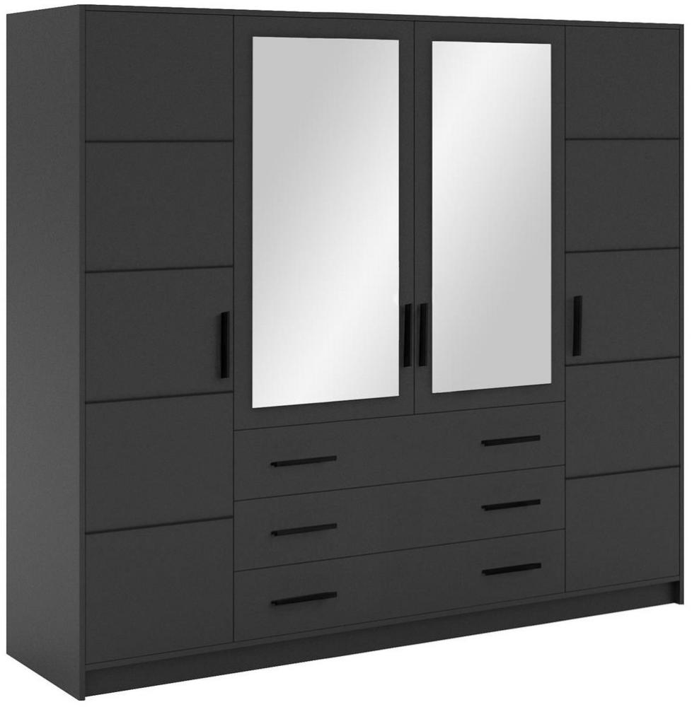 Compleo Kleiderschrank mit 4-türen und 3 Schubladen ALEX Schwarze Griffe Modern design Bild 1