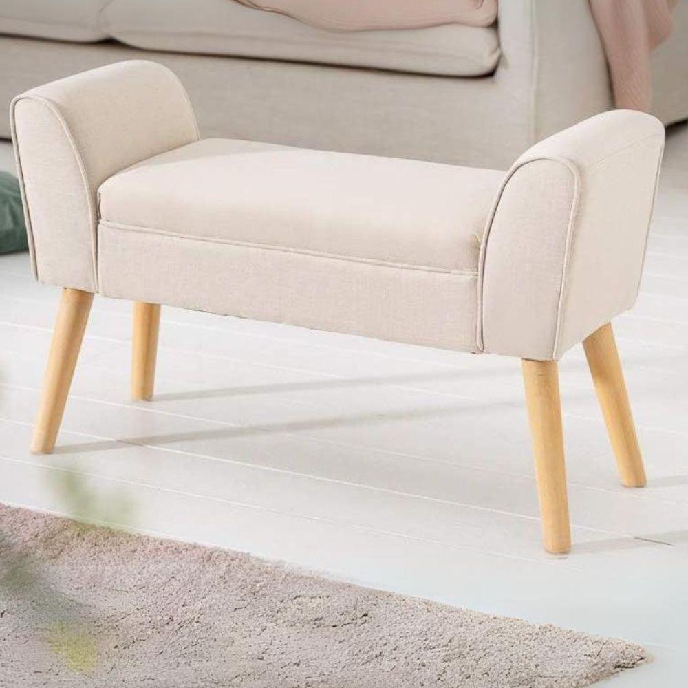 Elegante Sitzbank CAROLIN 90cm beige Samt Bank coffee Bild 1