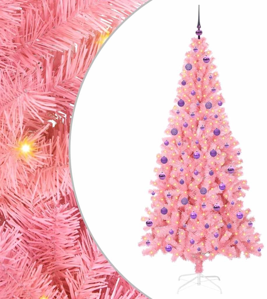 vidaXL Weihnachtsbaum mit 300 LEDs mit Ständer Rosa 210 cm PVC 3396444 Bild 1