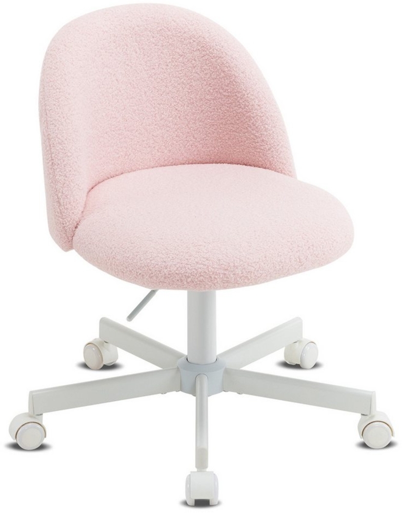 VINGLI Bürostuhl mit Rollen, Schminktisch Stuhl, Höhenverstellbar, Teddystoff Bild 1