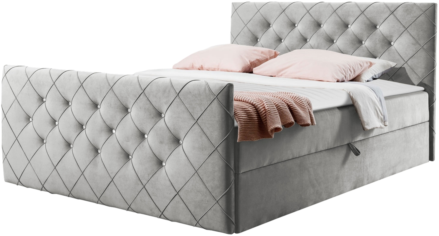 Boxspringbett Utren, Grau, 120 x 200 cm Bild 1