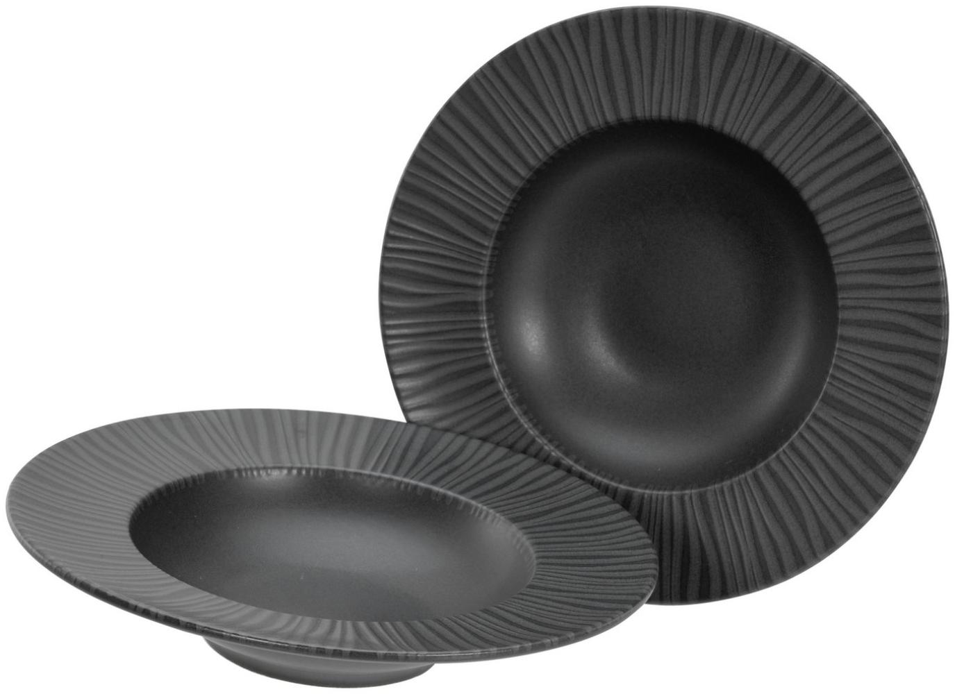 CreaTable 21823 Tafelservice Vesuvio für 2 Personen, Steinzeug, anthrazit (1 Set, 2-teilig) Bild 1