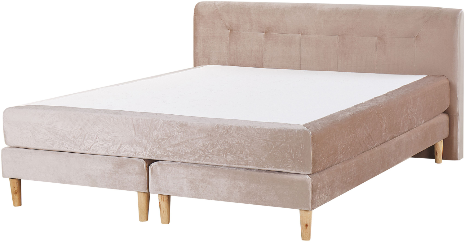 Beliani 'Marquise' Boxspringbett mit Matratze, Samtstoff beige, 180 x 200 cm Bild 1