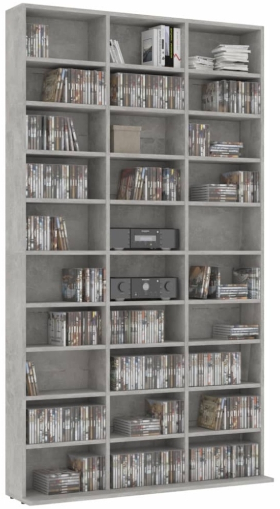 vidaXL CD-Schrank Betongrau 102x16x177,5 cm Holzwerkstoff 801782 Bild 1