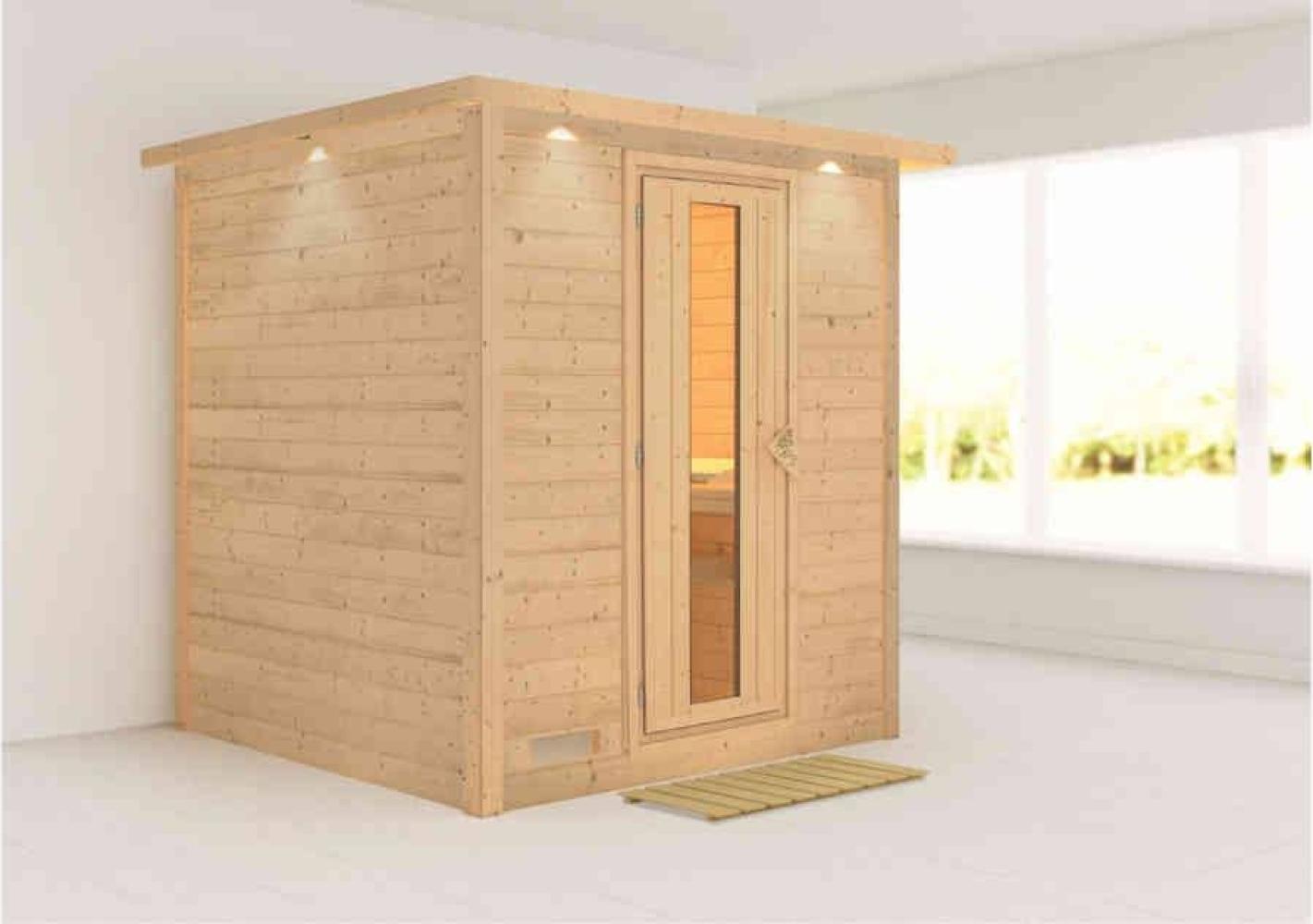 Karibu Sauna Innenkabine Mojave Innensauna 3 Sitzbänke aus Holz Saunakabine mit 40 mm Wandstärke Dampfsauna mit Montagematerial Bild 1