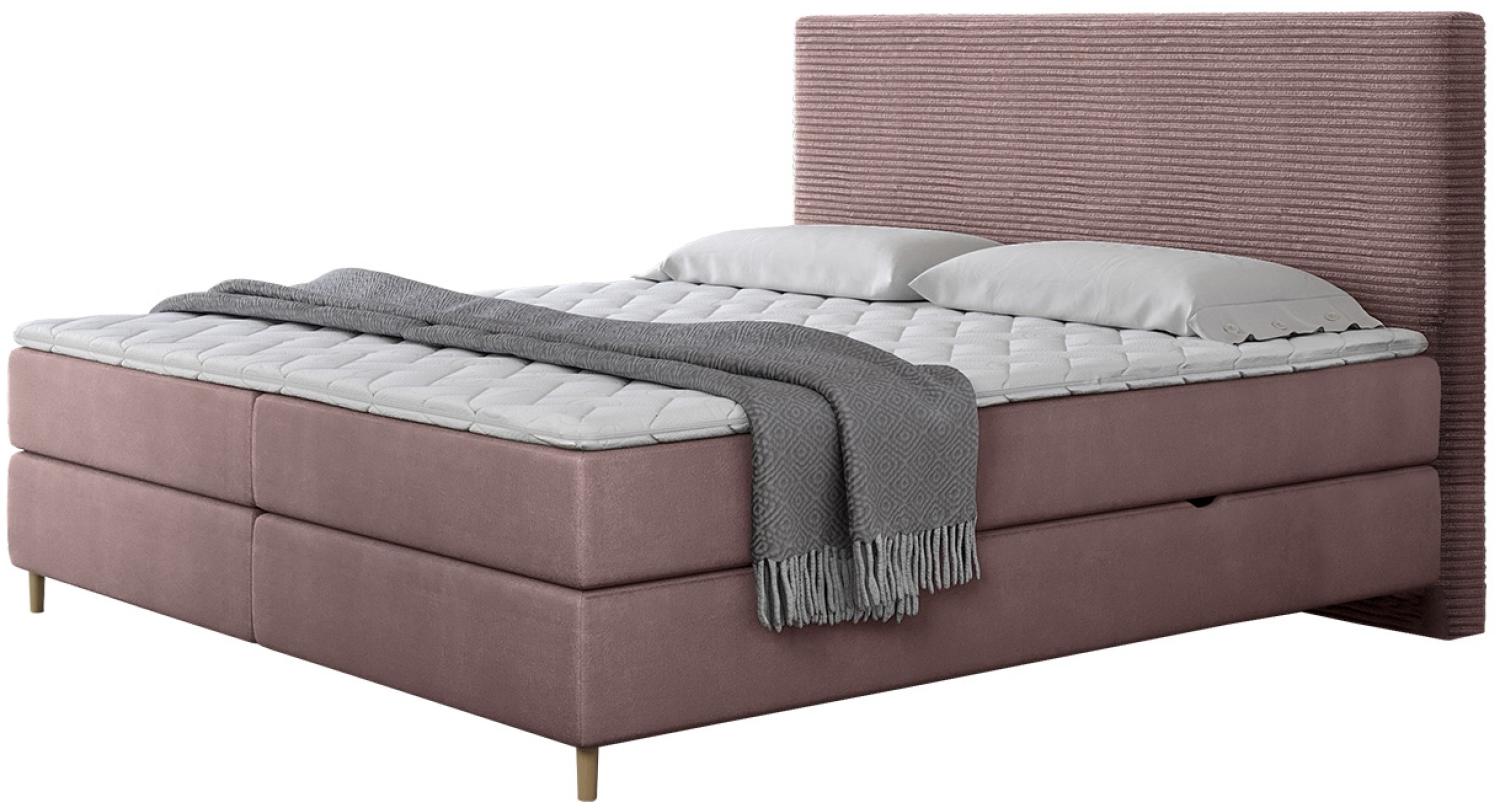 Boxspringbett Lorenka Cord, Rosa, 160 x 200 cm Bild 1