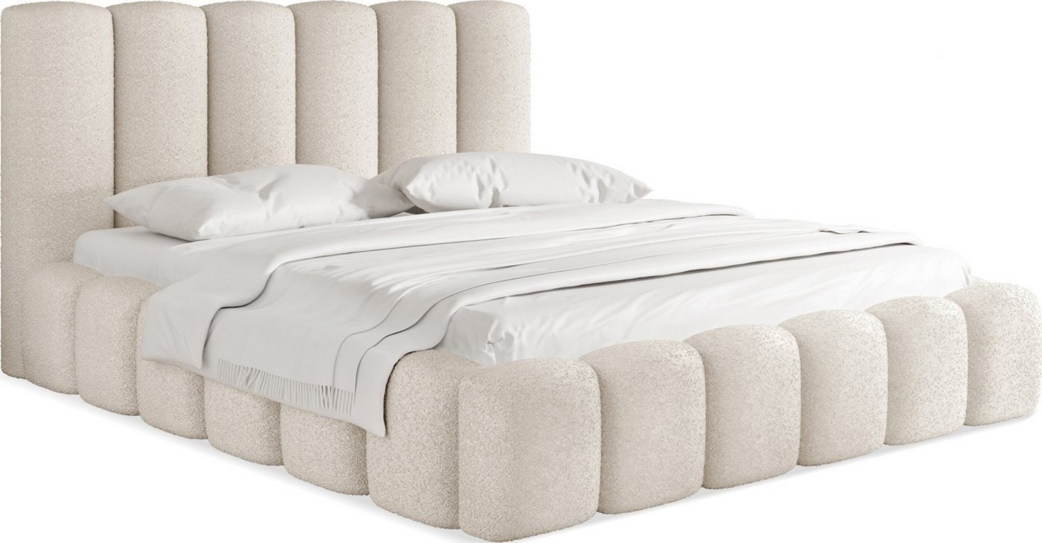 WFL GROUP Polsterbett Serenity mit Bettkasten und Lattenrost, Bettgestell, ohne Matratze (erhältlich in 5 Größen 120x200, 140x200, 160x200, 180x200, 200x200 cm), mit Stauraum, hohem Kopfteil, Boucle oder Samt Stoff, Made in EU Bild 1